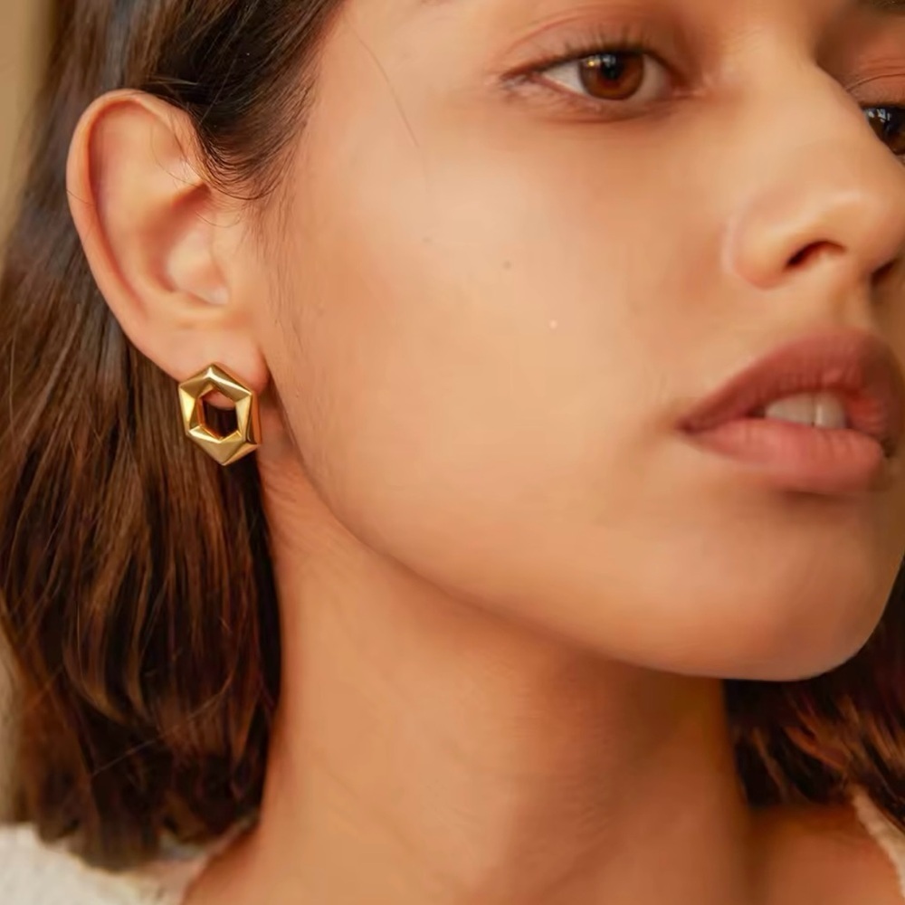 18K Gold Plated Geometric Stud Earrings